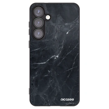 Picasee silikonowe czarne etui na Samsung Galaxy S25+ 5G - Black marble