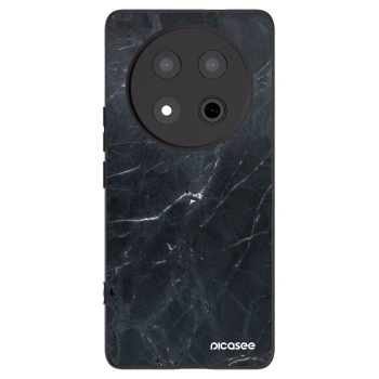 Picasee silikonowe czarne etui na Honor Magic7 Lite 5G - Black marble