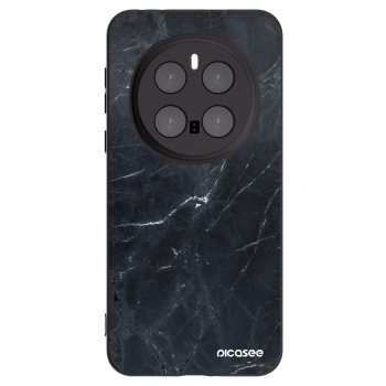 Picasee silikonowe czarne etui na Honor Magic7 Pro 5G - Black marble