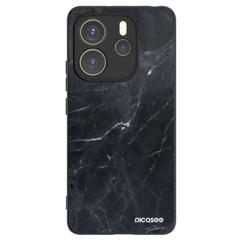 Picasee silikonowe czarne etui na Xiaomi Redmi Note 14 4G - Black marble
