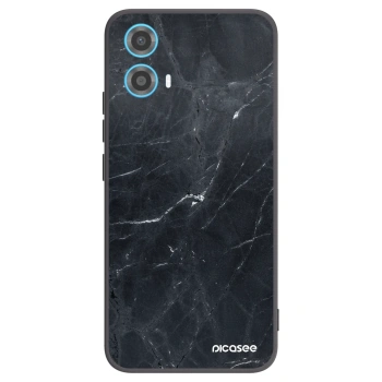 Picasee silikonowe czarne etui na Motorola Moto G34 5G - Black marble