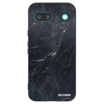 Picasee silikonowe czarne etui na Google Pixel 8a - Black marble