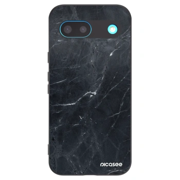 Picasee silikonowe czarne etui na Google Pixel 8 - Black marble