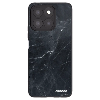 Picasee silikonowe czarne etui na Honor X8c - Black marble
