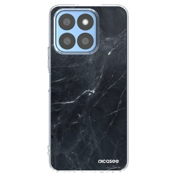 Picasee silikonowe przeźroczyste etui na Honor X8c - Black marble