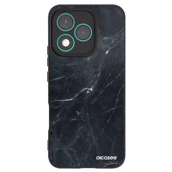 Picasee silikonowe czarne etui na Honor 400 Lite 5G - Black marble