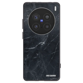 Picasee silikonowe czarne etui na Vivo X200 Pro - Black marble