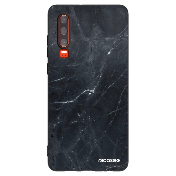 Picasee silikonowe czarne etui na Huawei P30 - Black marble