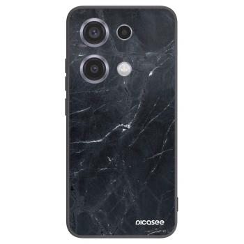 Picasee silikonowe czarne etui na Xiaomi Redmi Note 14S - Black marble