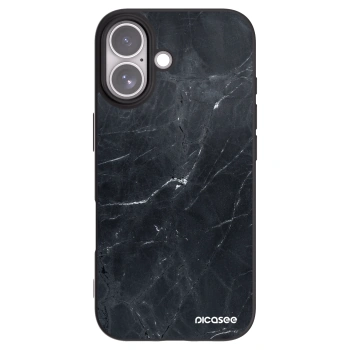 Picasee silikonowe czarne etui na Apple iPhone 17 - Black marble
