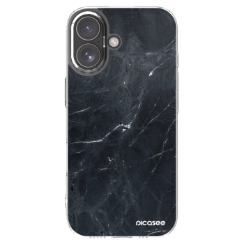 Picasee silikonowe przeźroczyste etui na Apple iPhone 17 - Black marble