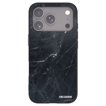 Picasee silikonowe czarne etui na Apple iPhone 17 Pro - Black marble
