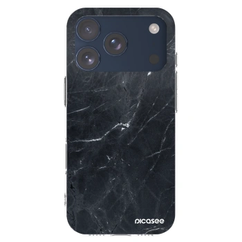 Picasee silikonowe przeźroczyste etui na Apple iPhone 17 Pro - Black marble