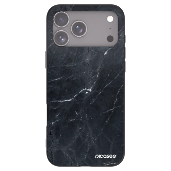 Picasee silikonowe czarne etui na Apple iPhone 17 Pro Max - Black marble