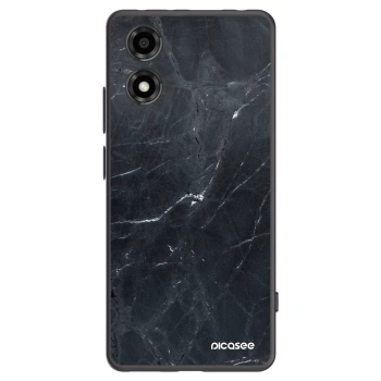 Picasee silikonowe czarne etui na Motorola Moto E14 - Black marble