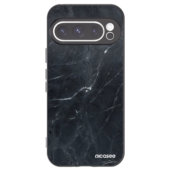 Picasee silikonowe czarne etui na Google Pixel 9 Pro XL - Black marble