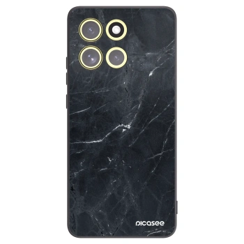 Picasee silikonowe czarne etui na Motorola Moto G86 5G - Black marble