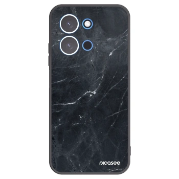 Picasee silikonowe czarne etui na Xiaomi Redmi 15C 4G - Black marble