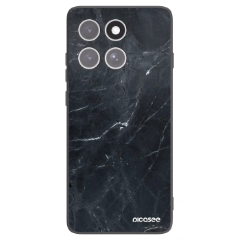 Picasee silikonowe czarne etui na Motorola Edge 60 Fusion - Black marble