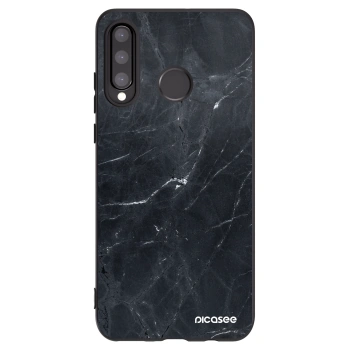 Picasee silikonowe czarne etui na Huawei P30 Lite - Black marble