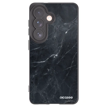 Picasee silikonowe czarne etui na Samsung Galaxy S26 - Black marble