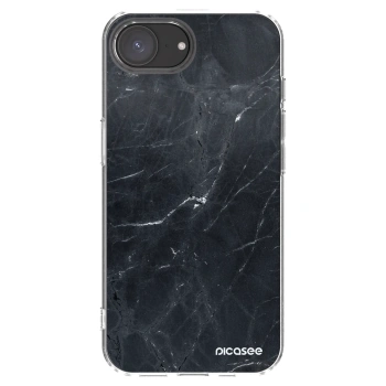 Picasee silikonowe przeźroczyste etui na Apple iPhone 17e - Black marble