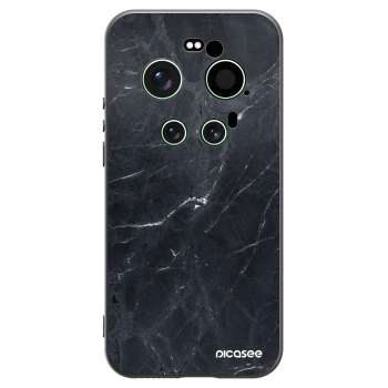 Picasee silikonowe czarne etui na Xiaomi 17 Ultra - Black marble