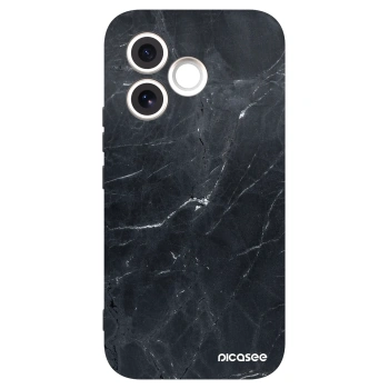 Picasee silikonowe czarne etui na Honor 600 Lite - Black marble