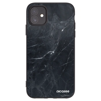 Picasee silikonowe czarne etui na Apple iPhone 11 - Black marble