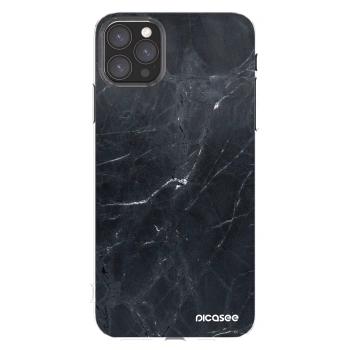 Picasee silikonowe przeźroczyste etui na Apple iPhone 11 Pro Max - Black marble