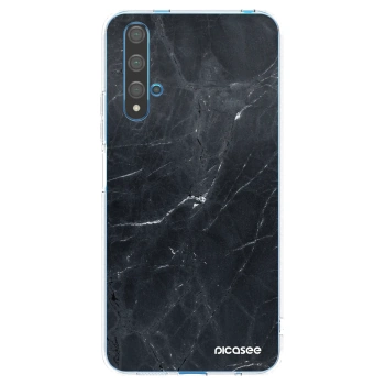 Picasee silikonowe przeźroczyste etui na Huawei Nova 5T - Black marble