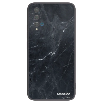 Picasee silikonowe czarne etui na Huawei Nova 5T - Black marble