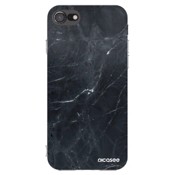 Picasee silikonowe przeźroczyste etui na Apple iPhone SE 2020 - Black marble