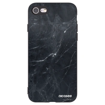 Picasee silikonowe czarne etui na Apple iPhone SE 2020 - Black marble