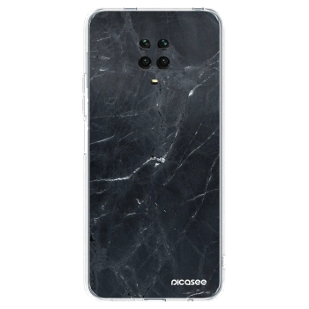 Picasee silikonowe przeźroczyste etui na Xiaomi Redmi Note 9 Pro - Black marble