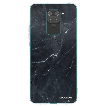 Picasee silikonowe czarne etui na Xiaomi Redmi Note 9 - Black marble