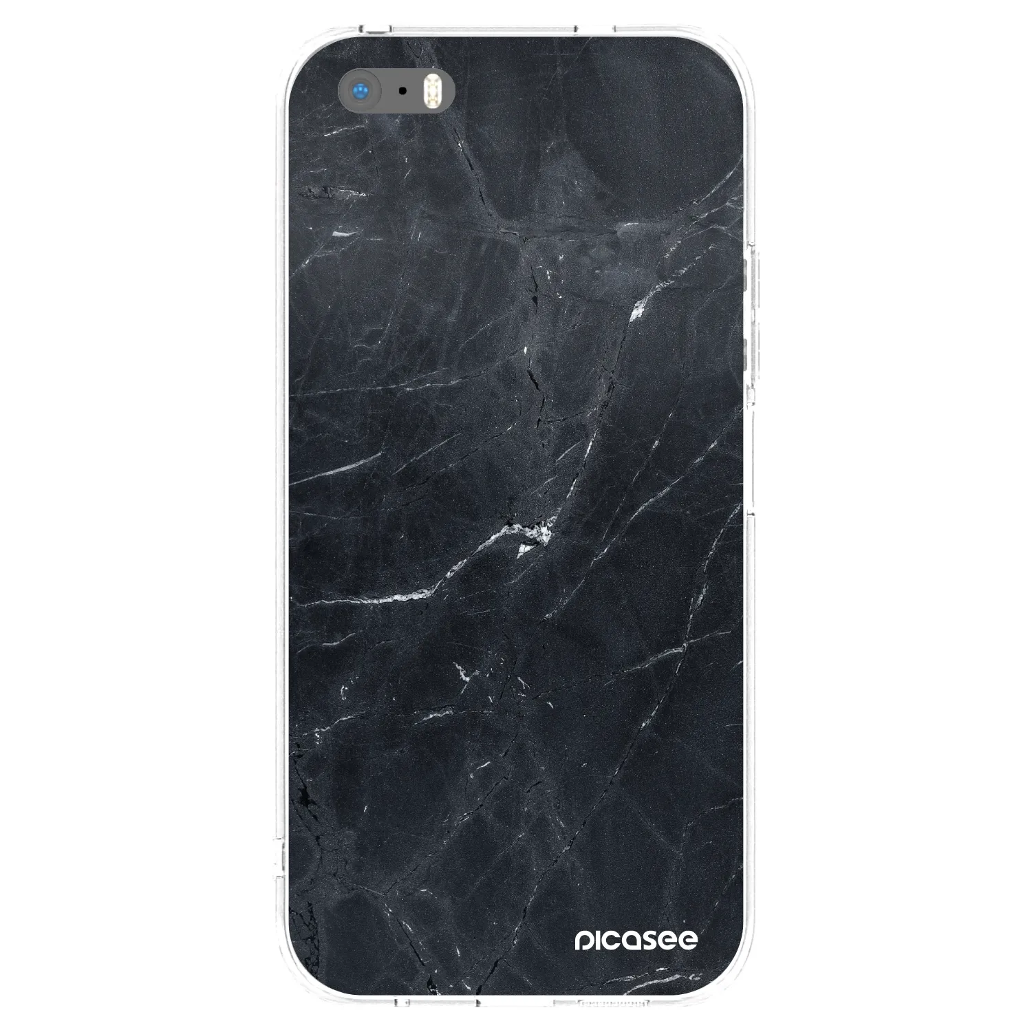 Picasee silikonowe przeźroczyste etui na Apple iPhone 5/5S/SE - Black marble