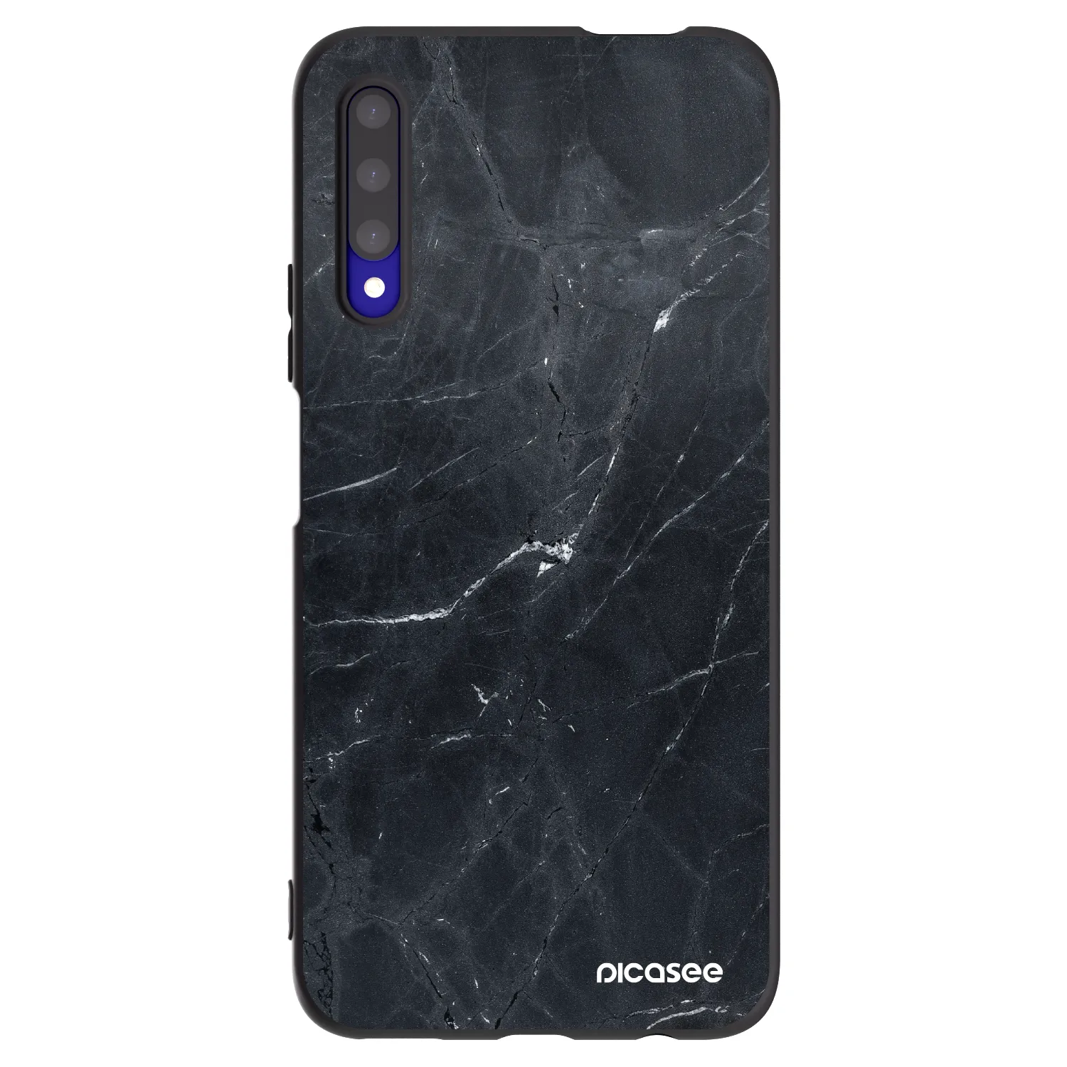 Picasee silikonowe czarne etui na Honor 9X Pro - Black marble