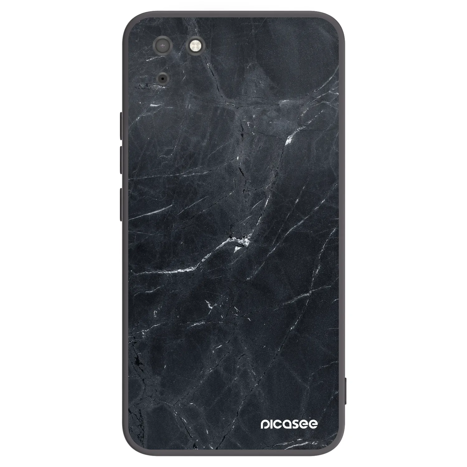 Picasee silikonowe czarne etui na Huawei Y5P - Black marble