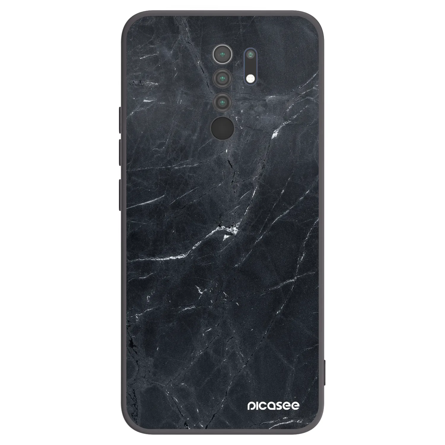 Picasee silikonowe czarne etui na Xiaomi Redmi 9 - Black marble