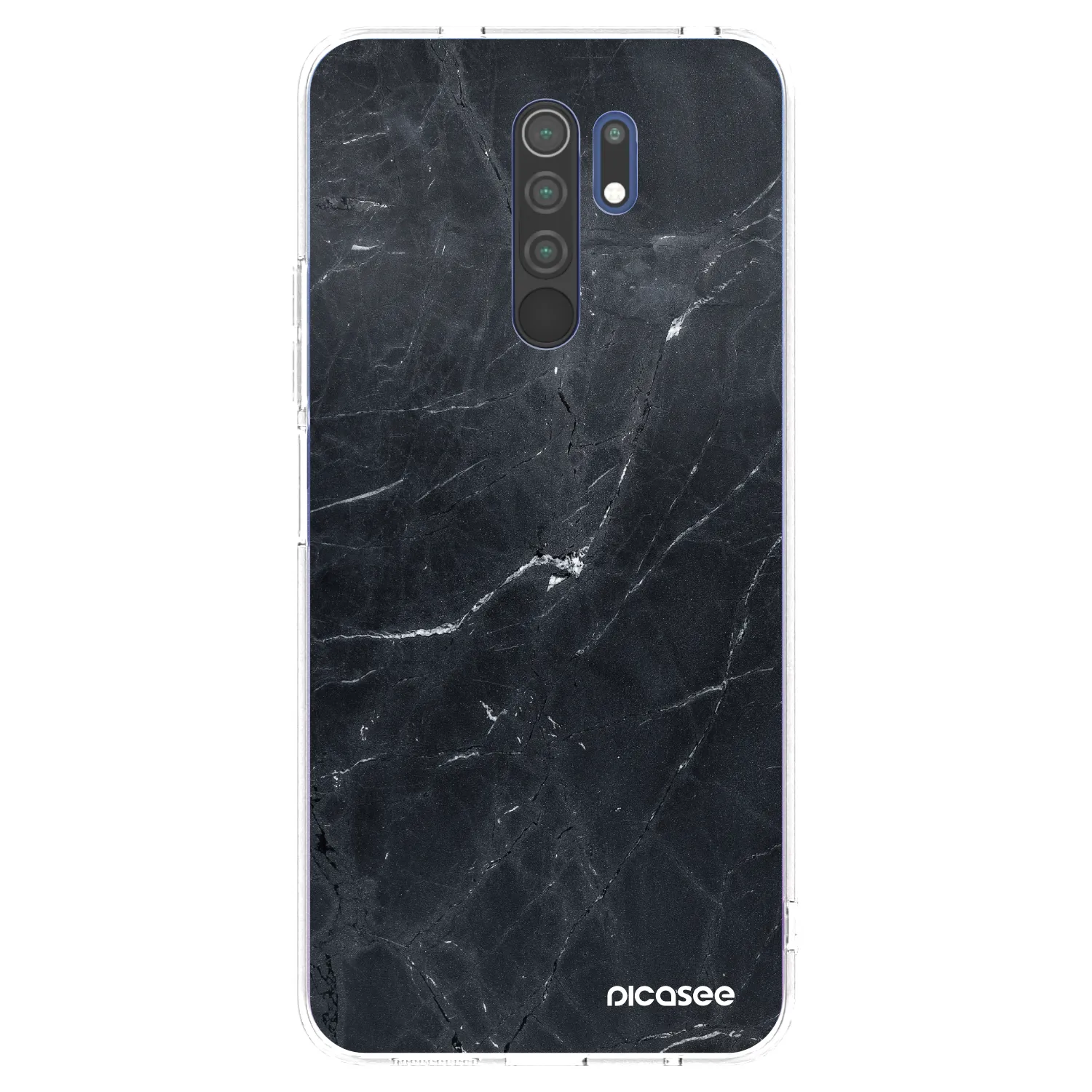 Picasee silikonowe przeźroczyste etui na Xiaomi Redmi 9 - Black marble