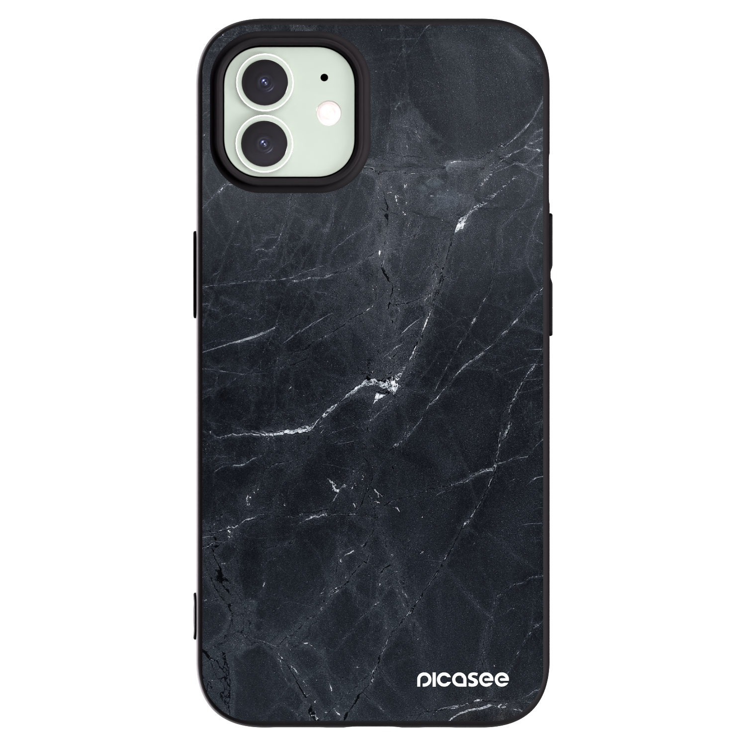 Picasee silikonowe czarne etui na Apple iPhone 12 Pro - Black marble