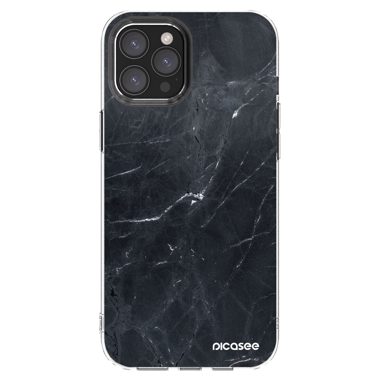 Picasee silikonowe przeźroczyste etui na Apple iPhone 12 Pro Max - Black marble