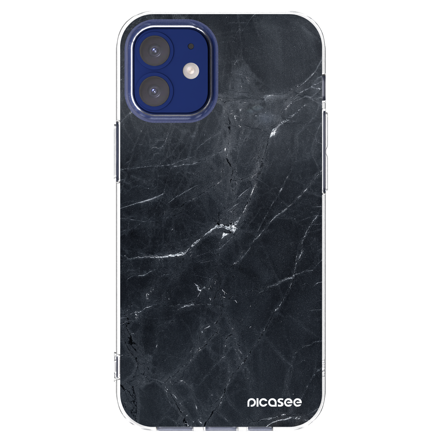 Picasee silikonowe przeźroczyste etui na Apple iPhone 12 mini - Black marble