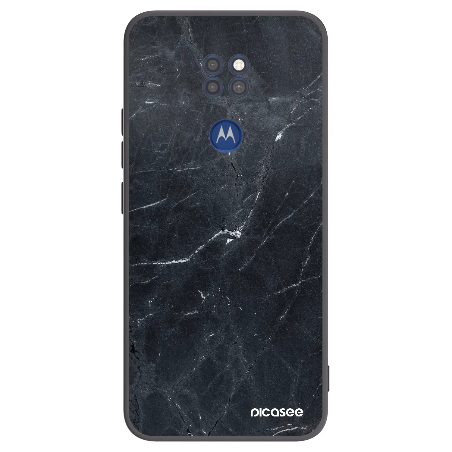 Picasee silikonowe czarne etui na Motorola Moto G9 Play - Black marble