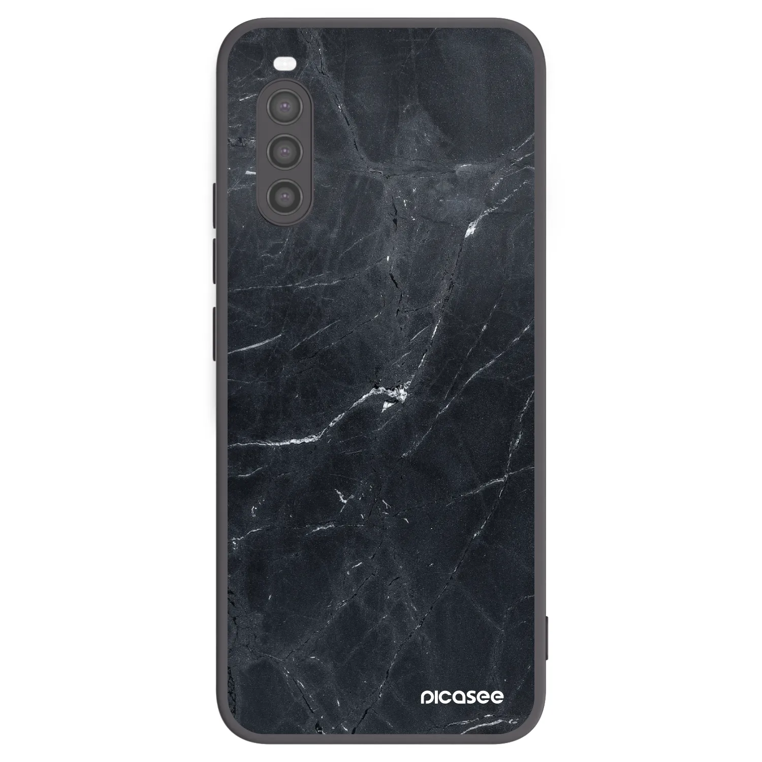 Picasee silikonowe czarne etui na Sony Xperia 10 II - Black marble
