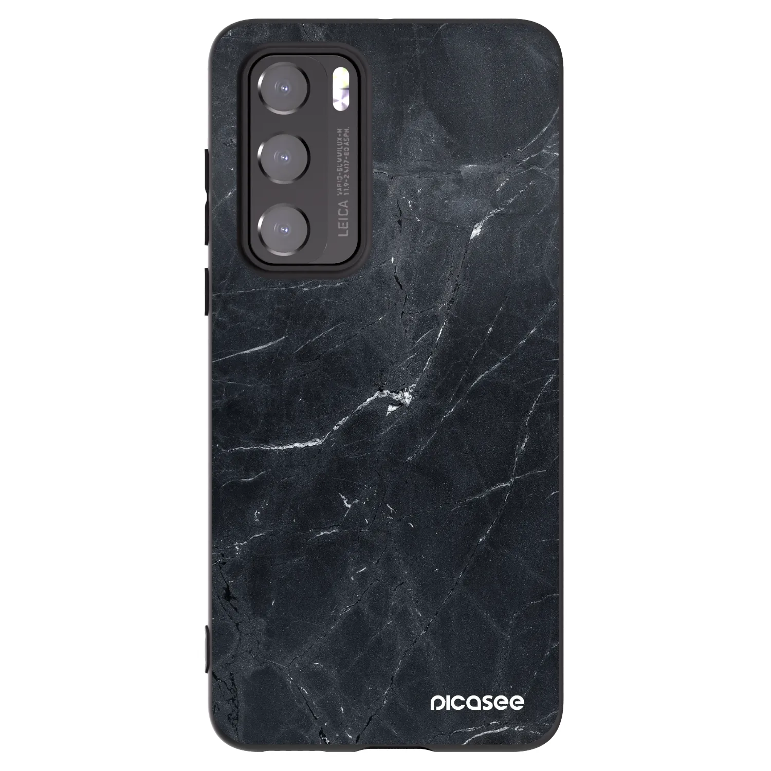Picasee silikonowe czarne etui na Huawei P40 - Black marble
