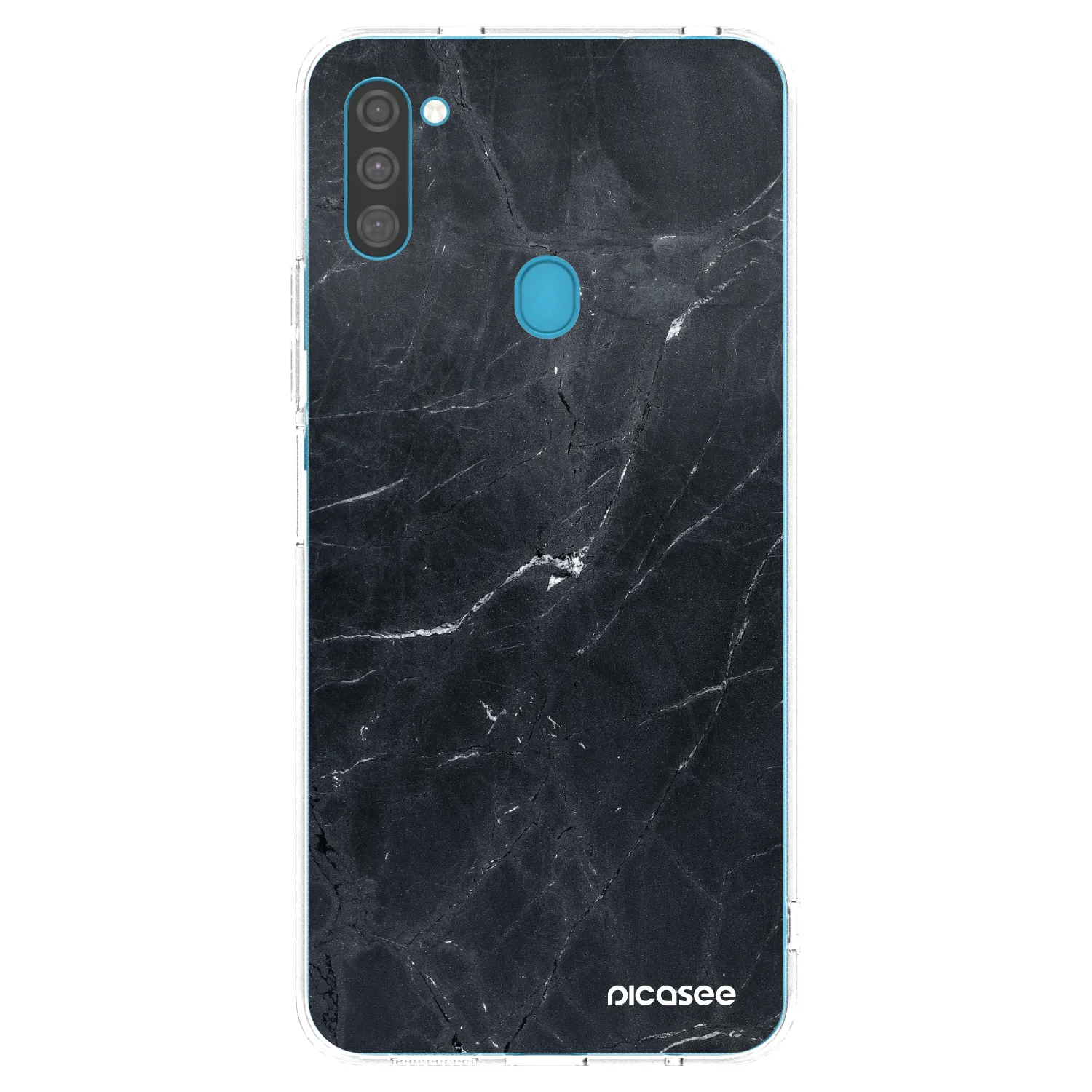 Picasee silikonowe przeźroczyste etui na Samsung Galaxy M11 - Black marble