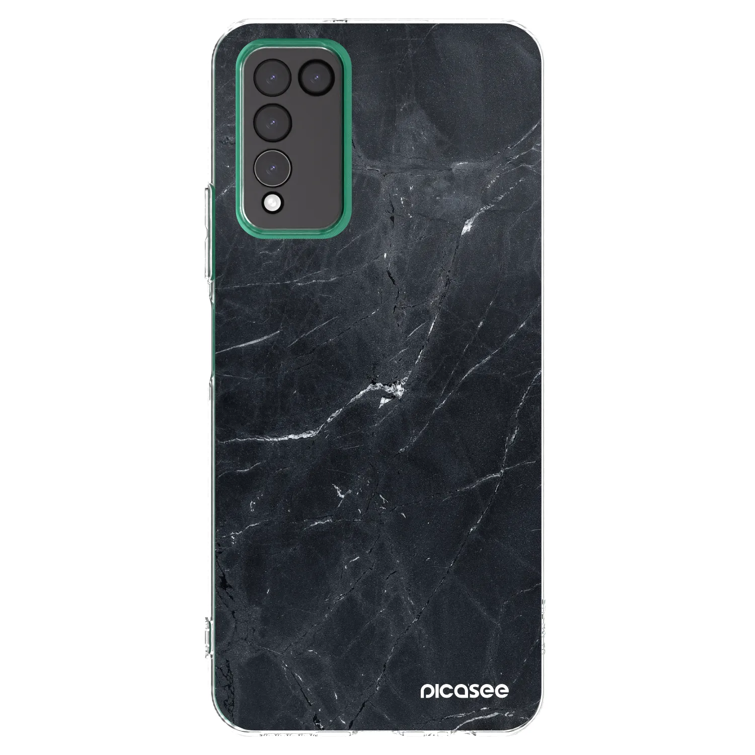 Picasee silikonowe przeźroczyste etui na Honor 10X Lite - Black marble