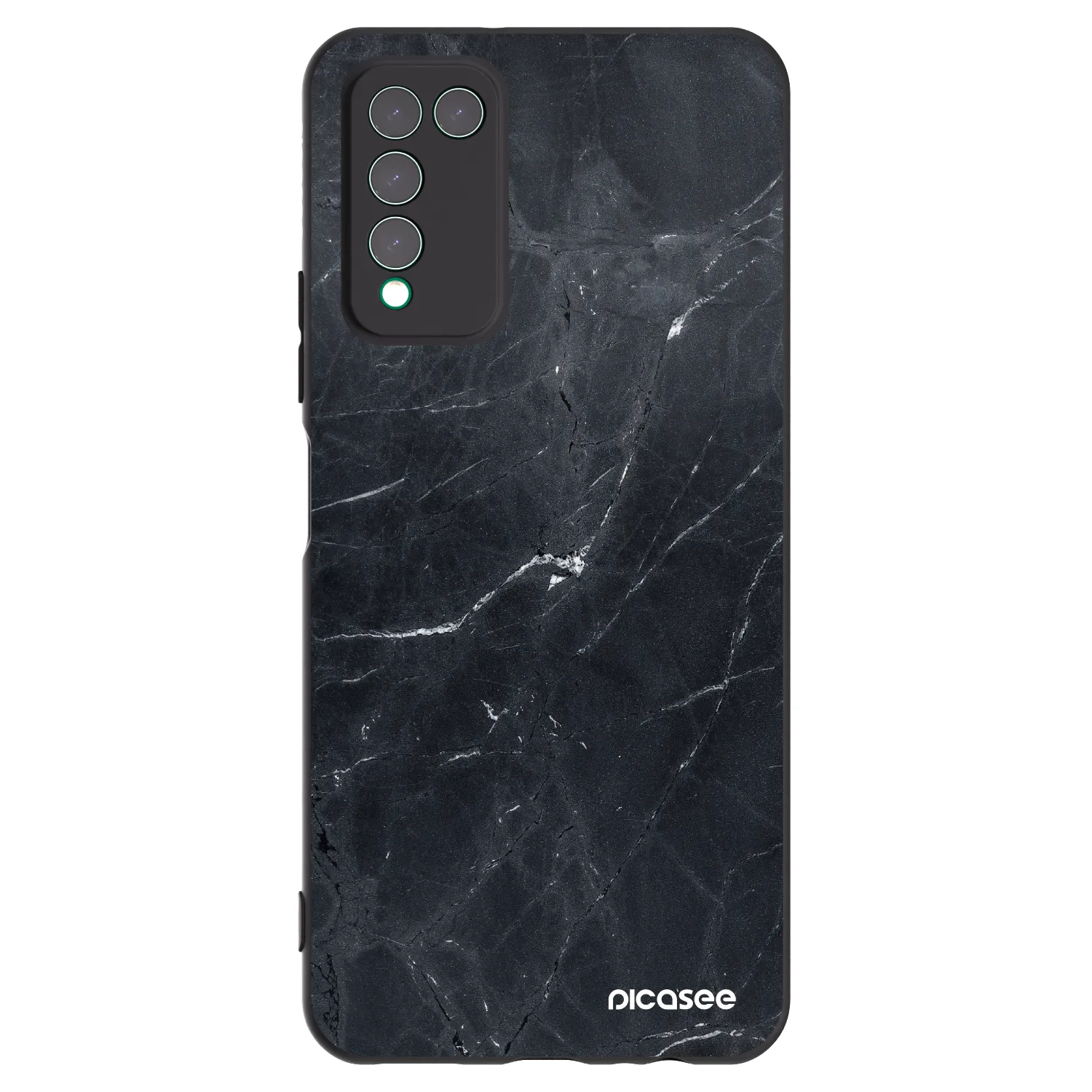 Picasee silikonowe czarne etui na Honor 10X Lite - Black marble